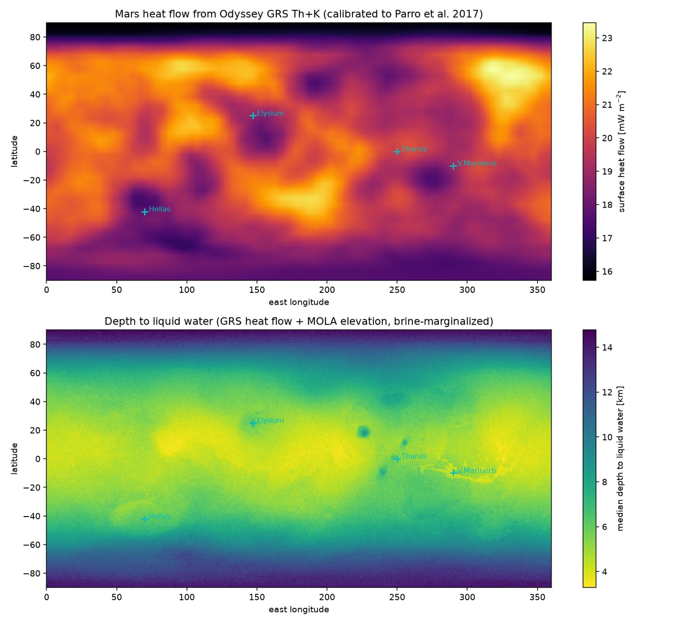 GRS heat flow and 2-D depth-to-water atlas
