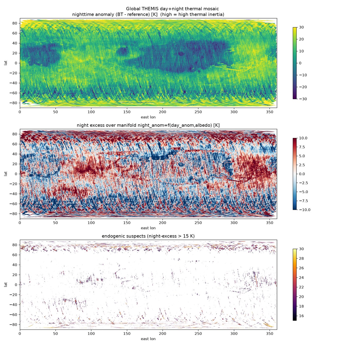 Global destriped day and night thermal mosaic